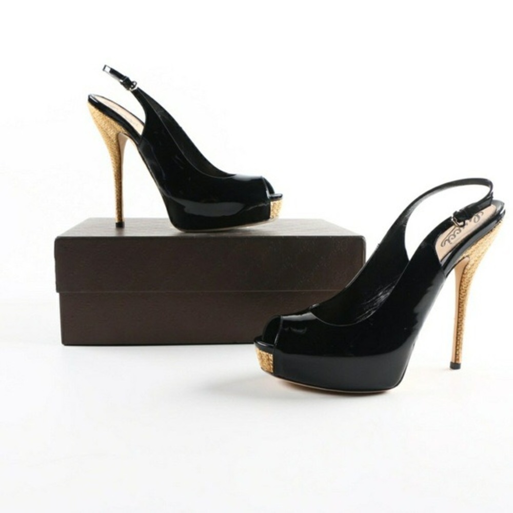 Gucci Black and Gold Heels